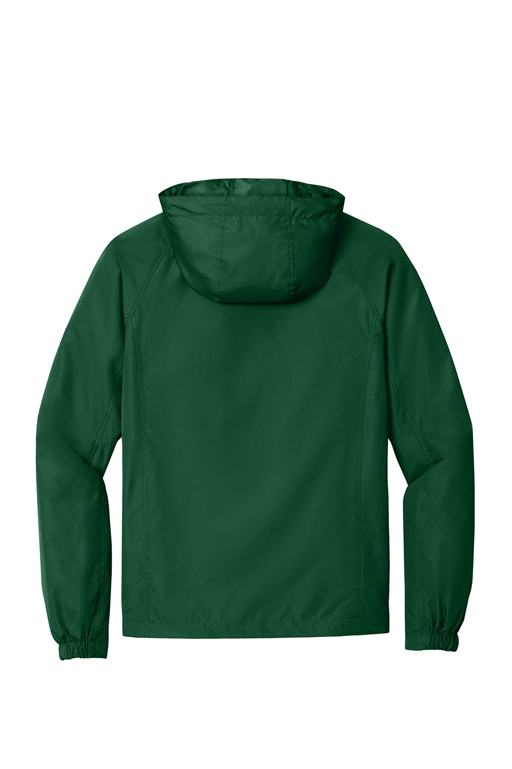 Sport-Tek JST73/TJST73 Mens Water Resistant Full Zip Hooded Jacket Forest Green Flat Back