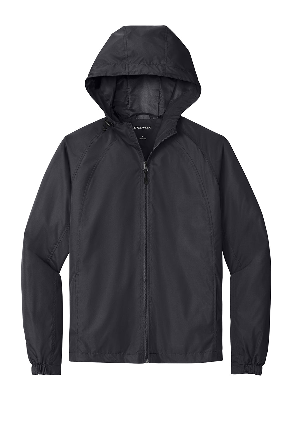 Sport-Tek JST73/TJST73 Mens Water Resistant Full Zip Hooded Jacket Graphite Grey Flat Front