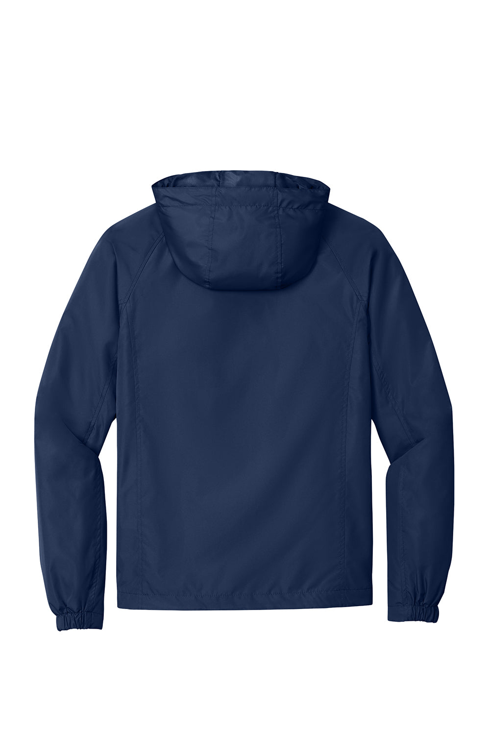 Sport-Tek JST73/TJST73 Mens Water Resistant Full Zip Hooded Jacket True Navy Blue Flat Back