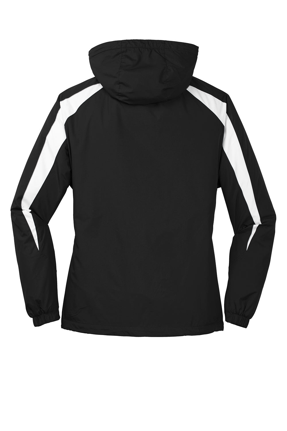 Sport-Tek JST81 Mens Full Zip Hooded Jacket Black/White Flat Back