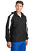 Sport-Tek JST81 Mens Full Zip Hooded Jacket Black/White Model 3q