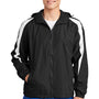 Sport-Tek Mens Full Zip Hooded Jacket - Black/White