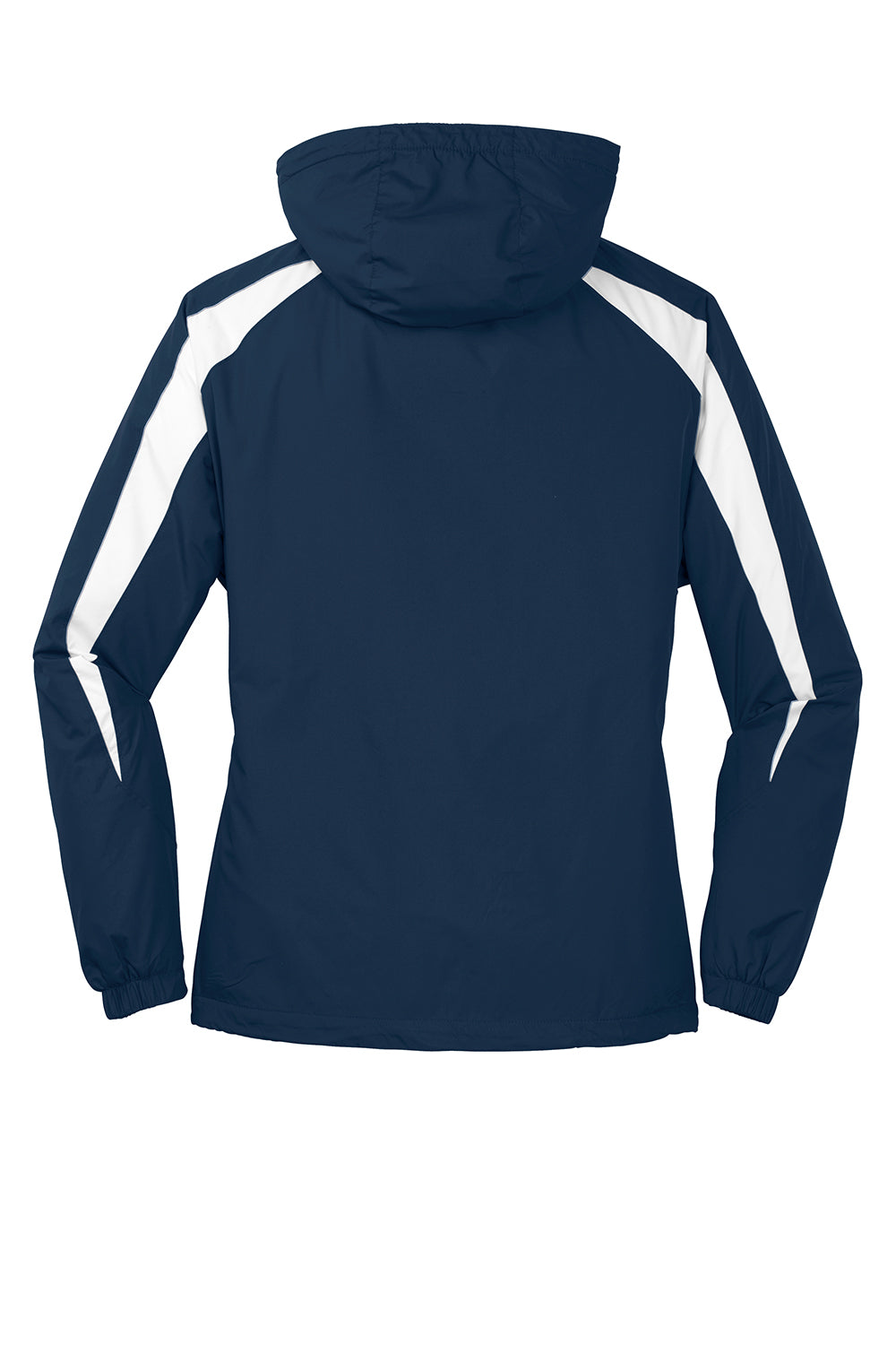 Sport-Tek JST81 Mens Full Zip Hooded Jacket True Navy Blue/White Flat Back