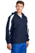 Sport-Tek JST81 Mens Full Zip Hooded Jacket True Navy Blue/White Model 3q