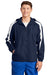 Sport-Tek JST81 Mens Full Zip Hooded Jacket True Navy Blue/White Model Front