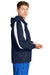 Sport-Tek JST81 Mens Full Zip Hooded Jacket True Navy Blue/White Model Side