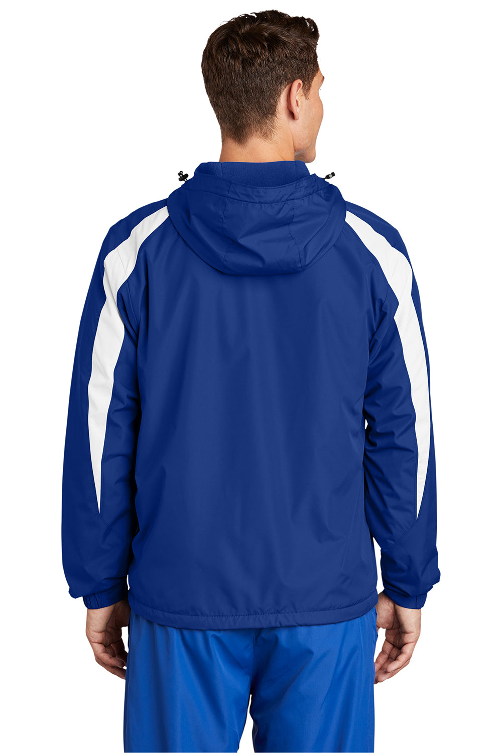 Sport-Tek JST81 Mens Full Zip Hooded Jacket True Royal Blue/White Model Back