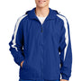 Sport-Tek Mens Full Zip Hooded Jacket - True Royal Blue/White