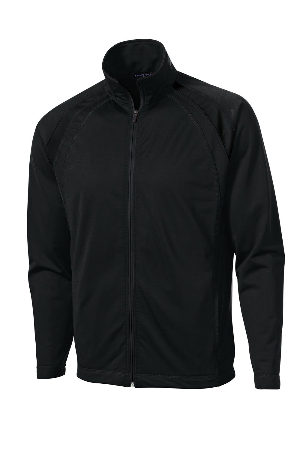 Sport-Tek JST90 Mens Full Zip Track Jacket Black Flat Back