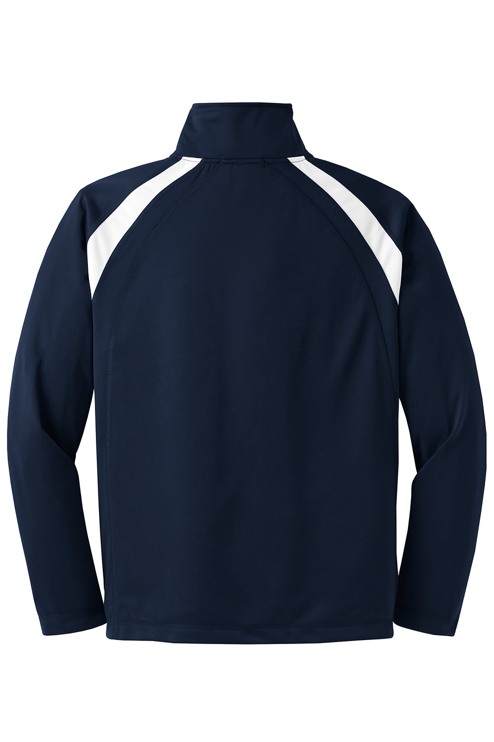 Sport-Tek JST90 Mens Full Zip Track Jacket True Navy Blue/White Flat Back