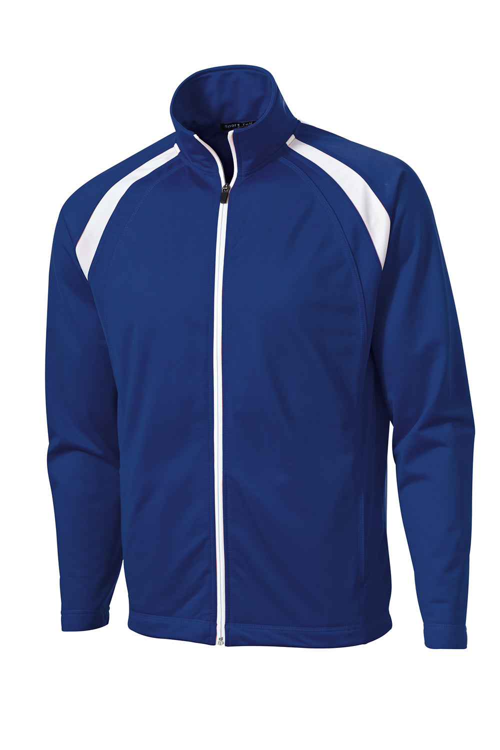 Sport-Tek JST90 Mens Full Zip Track Jacket True Royal Blue/White Flat Front