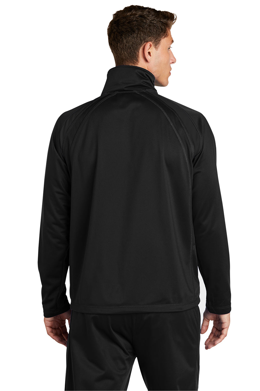 Sport-Tek JST90 Mens Full Zip Track Jacket Black Model Back