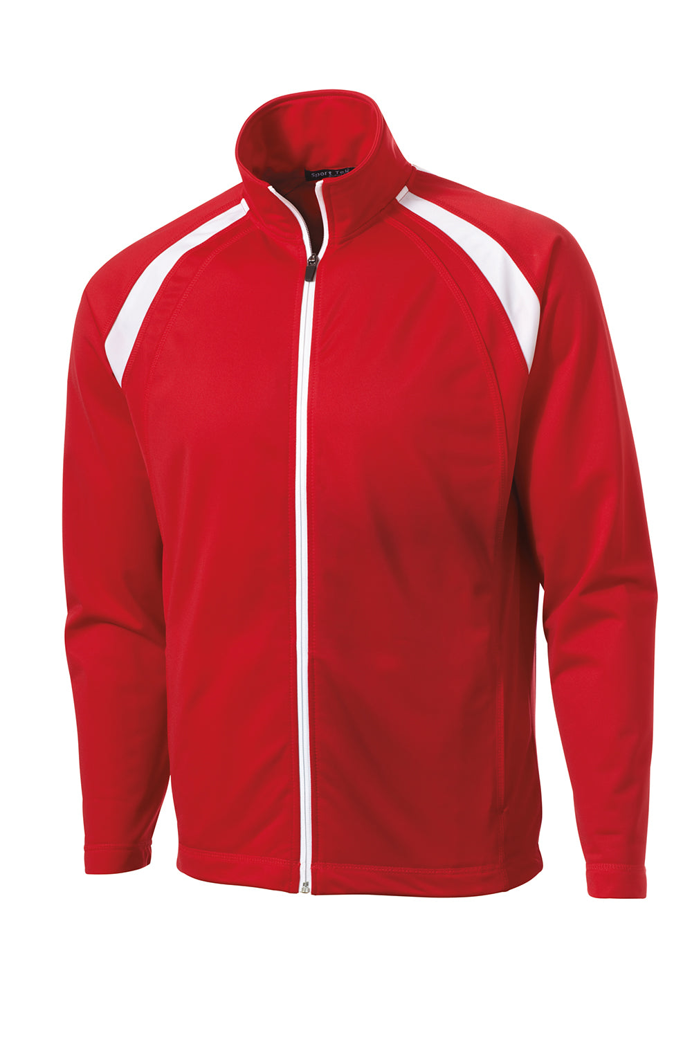 Sport-Tek JST90 Mens Full Zip Track Jacket True Red/White Flat Front