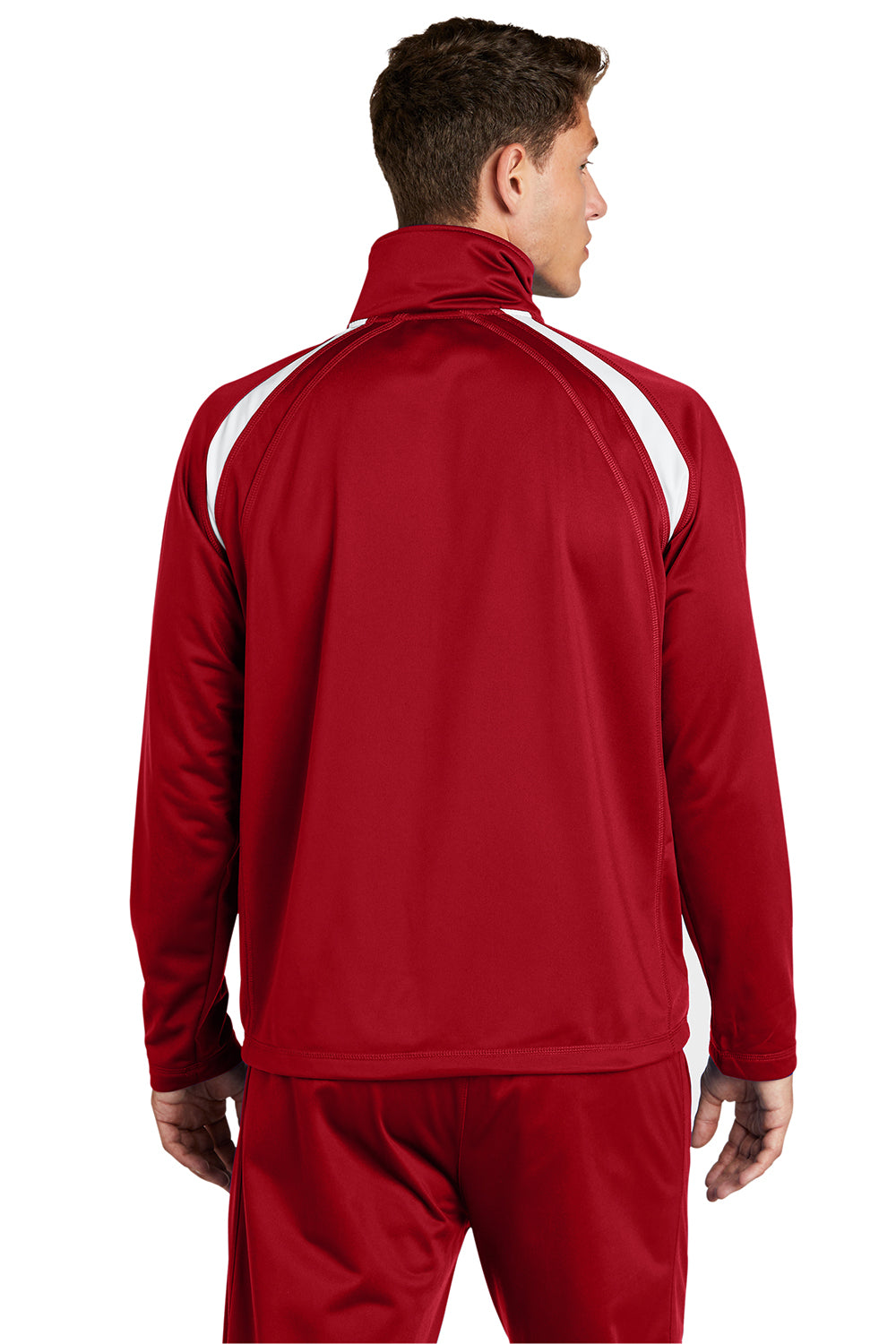 Sport-Tek JST90 Mens Full Zip Track Jacket True Red/White Model Back