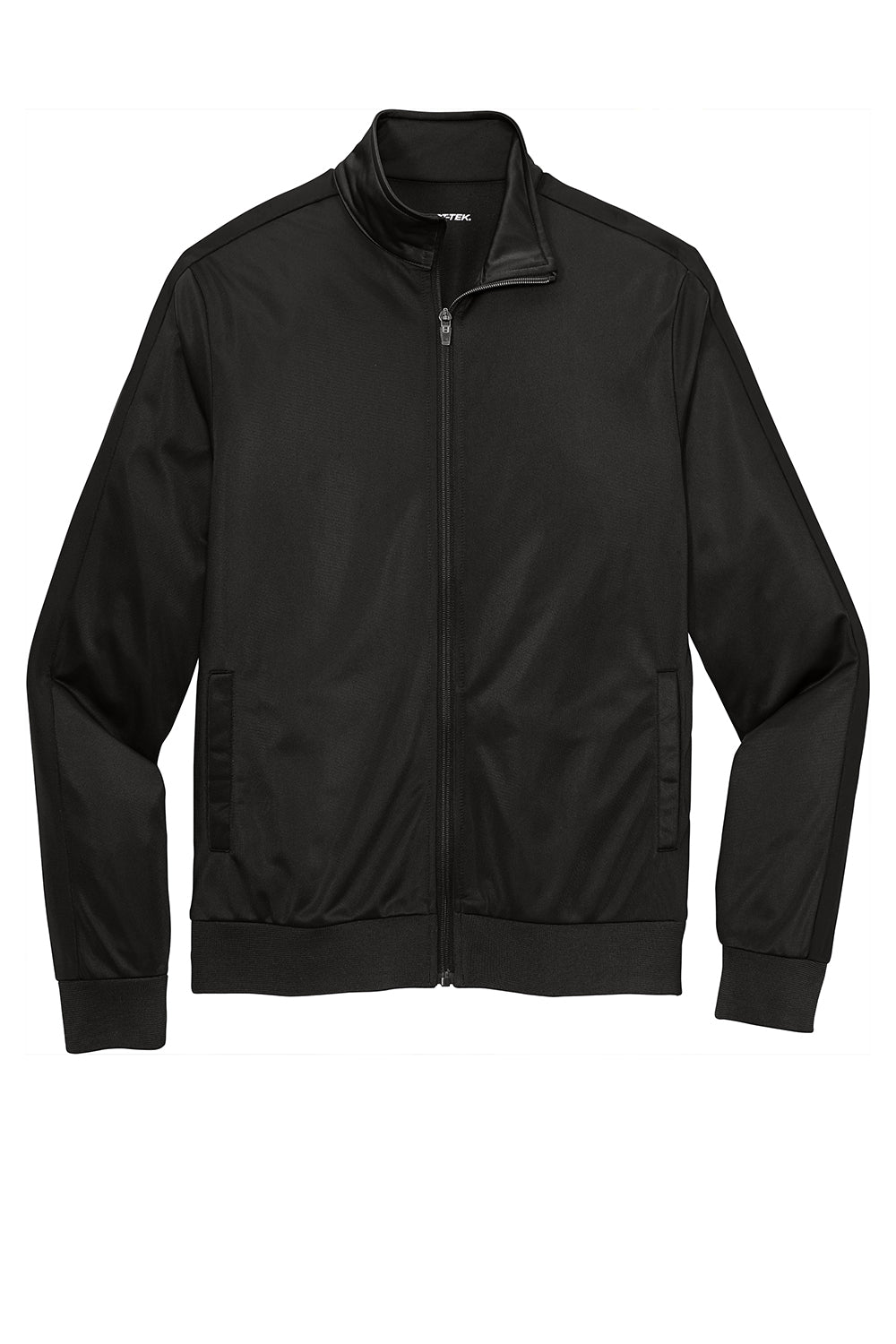 Sport-Tek JST94 Mens Full Zip Track Jacket Black Flat Front