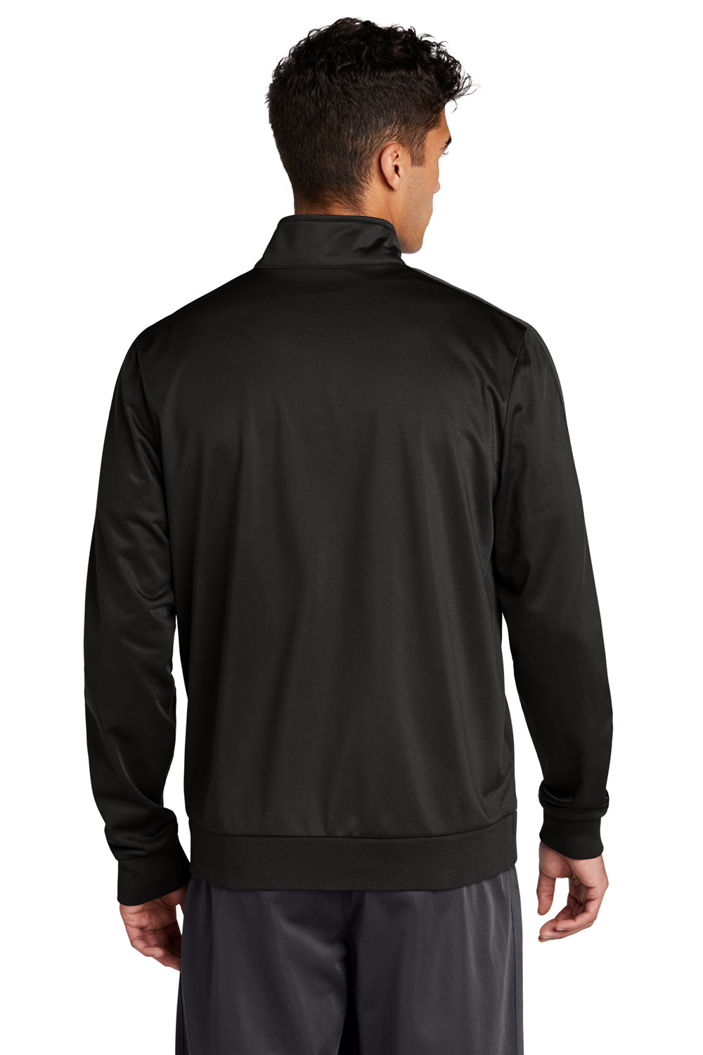 Sport-Tek JST94 Mens Full Zip Track Jacket Black Model Back