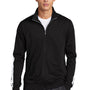 Sport-Tek Mens Full Zip Track Jacket - Black/White