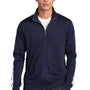 Sport-Tek Mens Full Zip Track Jacket - True Navy Blue/White