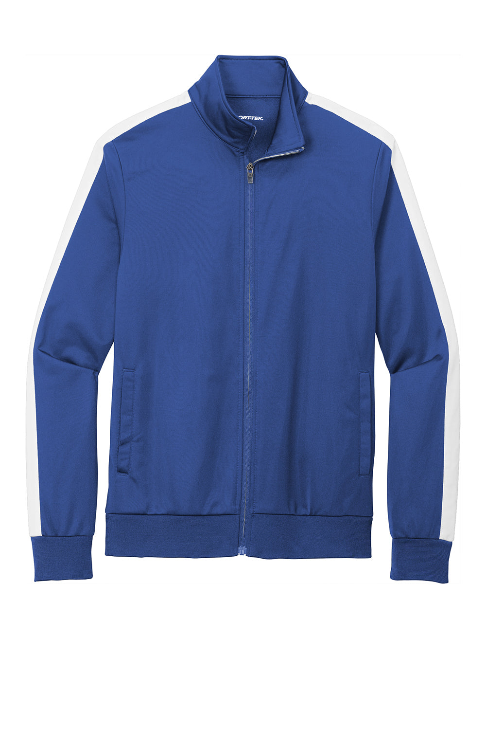 Sport-Tek JST94 Mens Full Zip Track Jacket True Royal Blue/White Flat Front