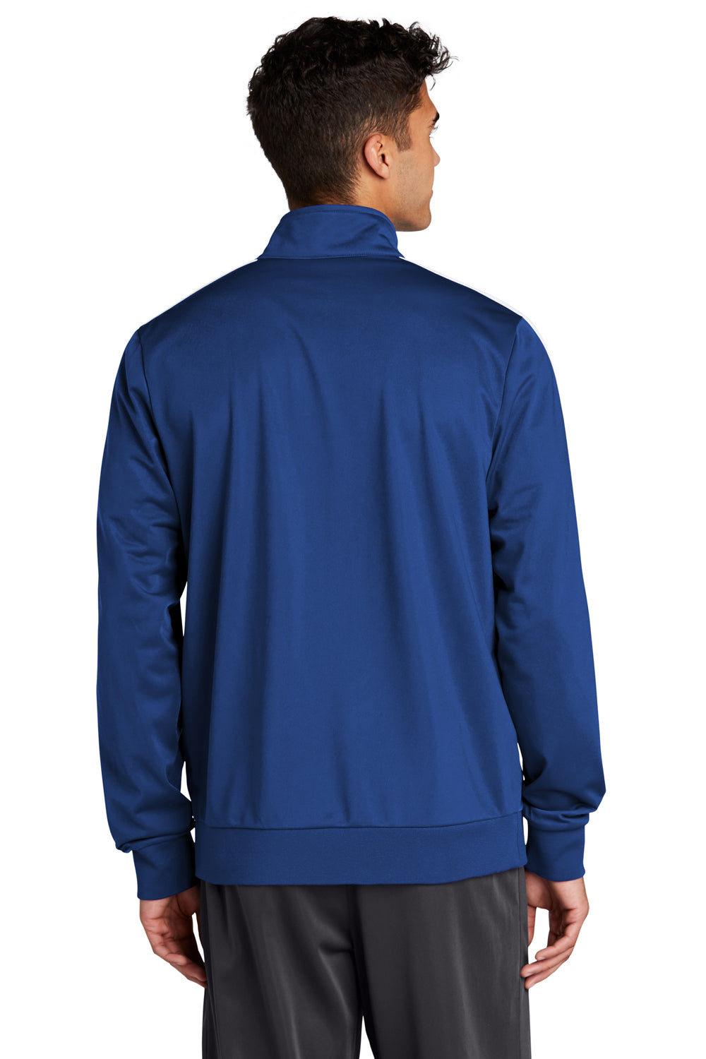 Sport-Tek JST94 Mens Full Zip Track Jacket True Royal Blue/White Model Back