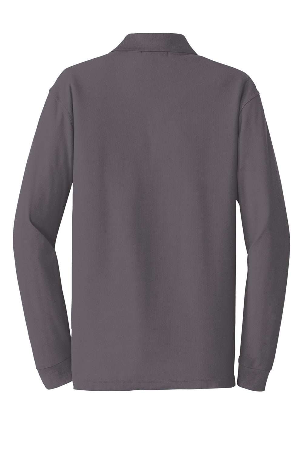 Port Authority K100LS Mens Core Classic Long Sleeve Polo Shirt Graphite Grey Flat Back