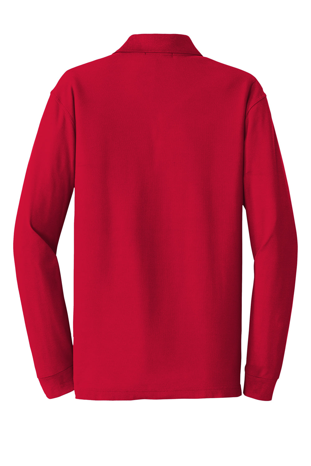 Port Authority K100LS Mens Core Classic Long Sleeve Polo Shirt Rich Red Flat Back