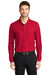 Port Authority K100LS Mens Core Classic Long Sleeve Polo Shirt Rich Red Model Front