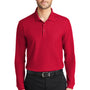 Port Authority Mens Core Classic Long Sleeve Polo Shirt - Rich Red