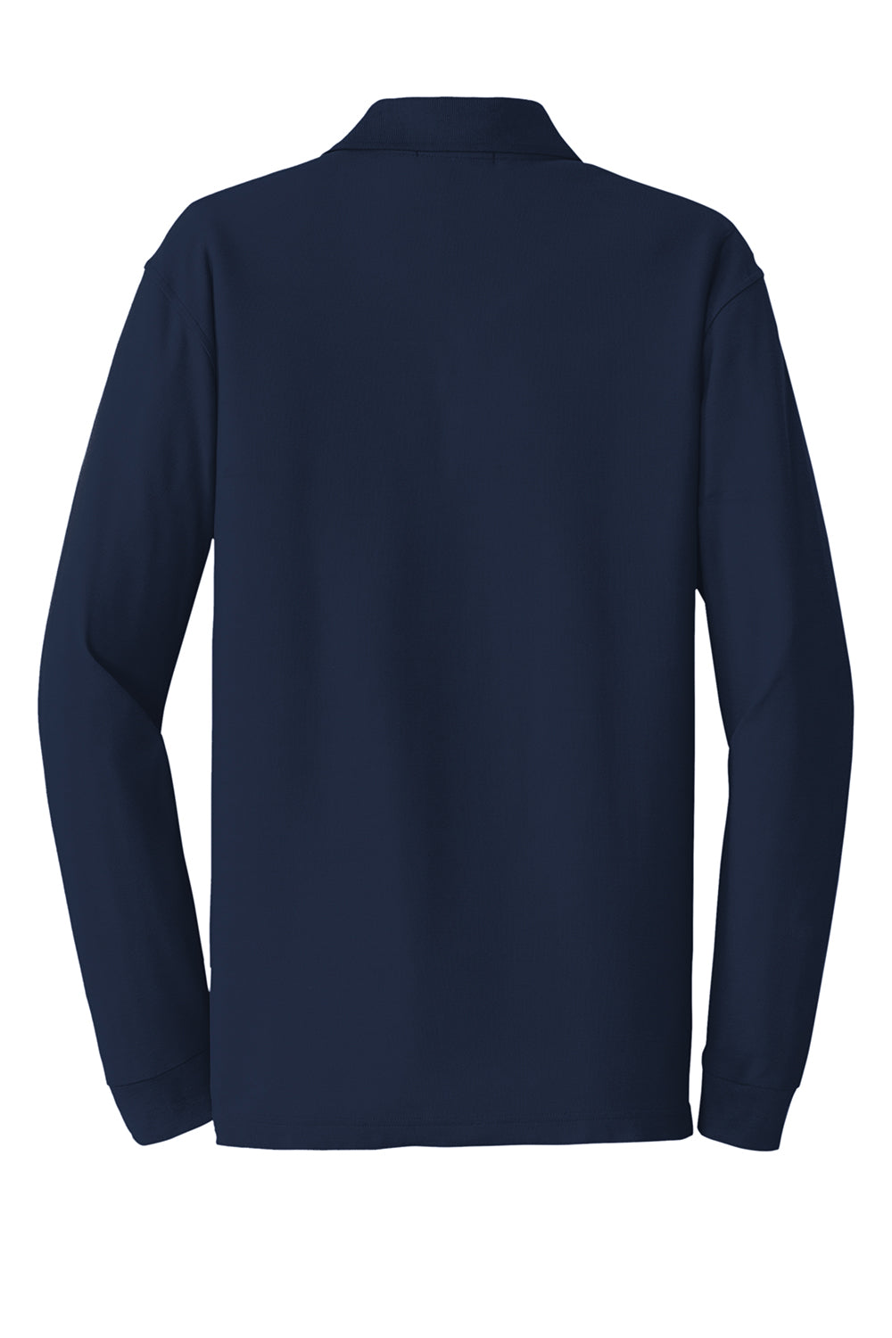 Port Authority K100LS Mens Core Classic Long Sleeve Polo Shirt River Navy Blue Flat Back