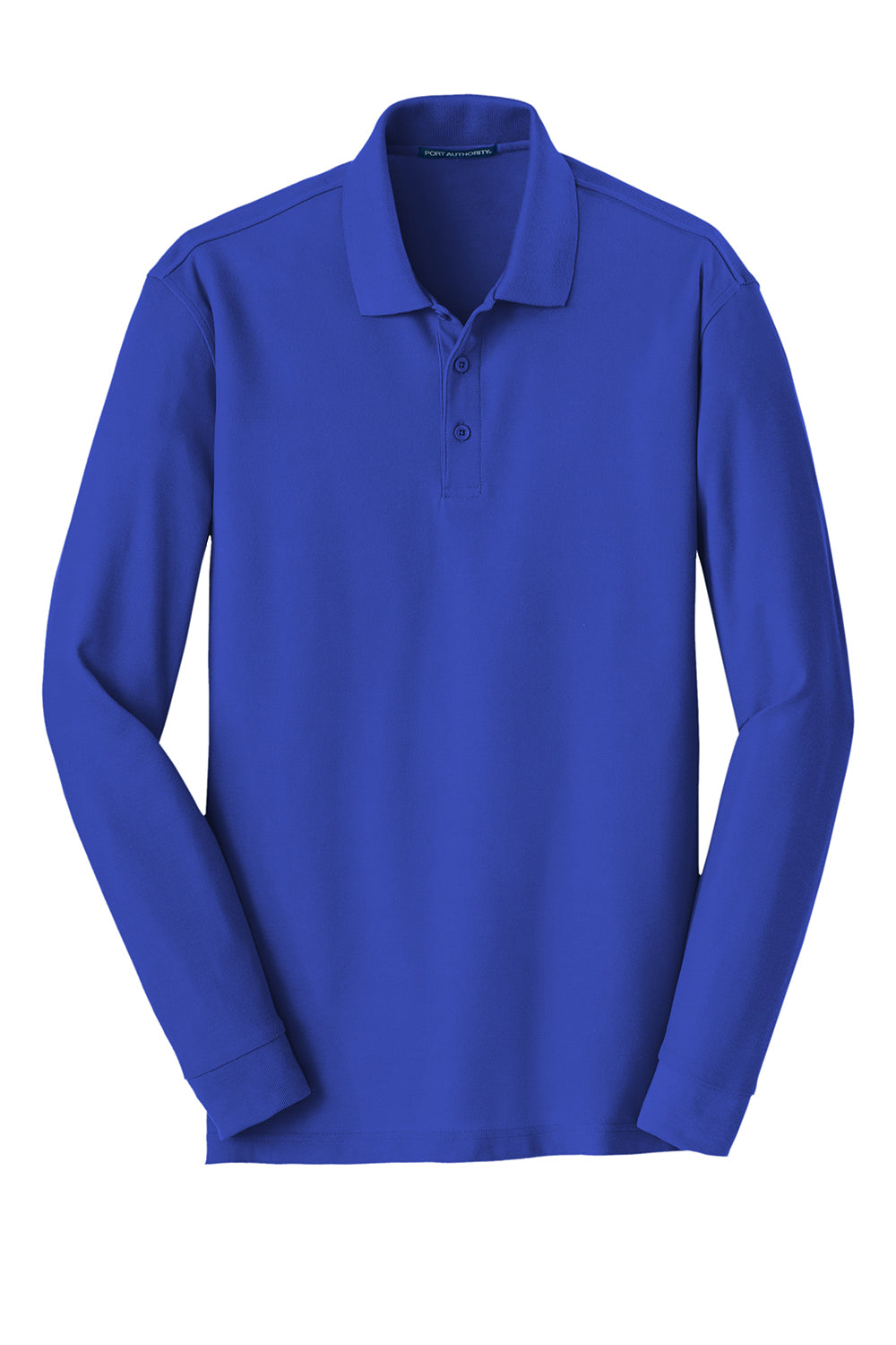 Port Authority K100LS Mens Core Classic Long Sleeve Polo Shirt True Royal Blue Flat Front