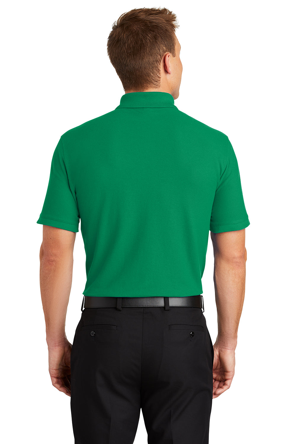 Port Authority K100/TLK100 Mens Core Classic Short Sleeve Polo Shirt Bright Kelly Green Model Back