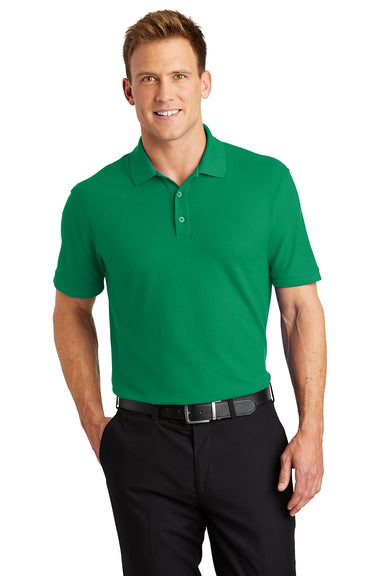 Port Authority K100/TLK100 Mens Core Classic Short Sleeve Polo Shirt Bright Kelly Green Model Front