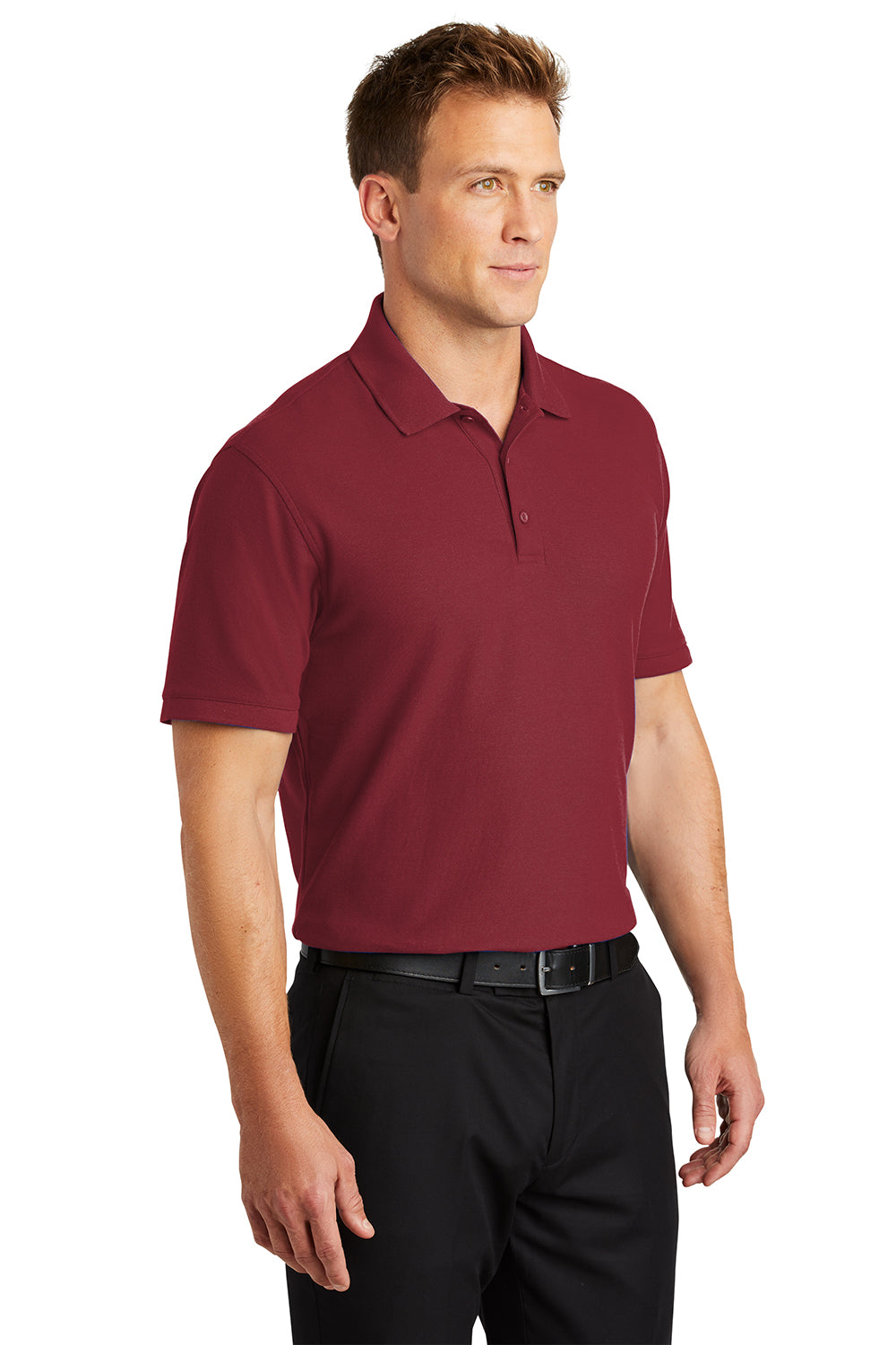 Port Authority K100/TLK100 Mens Core Classic Short Sleeve Polo Shirt Burgundy Model 3q