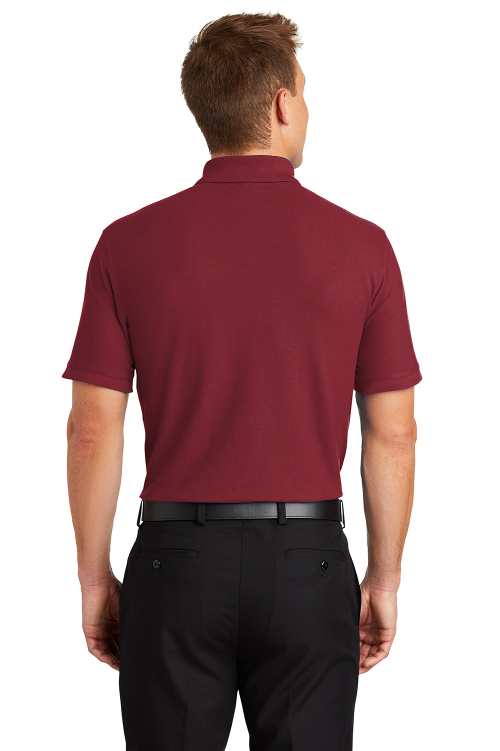 Port Authority K100/TLK100 Mens Core Classic Short Sleeve Polo Shirt Burgundy Model Back