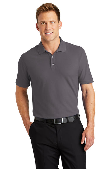 Port Authority K100/TLK100 Mens Core Classic Short Sleeve Polo Shirt Graphite Grey Model Front