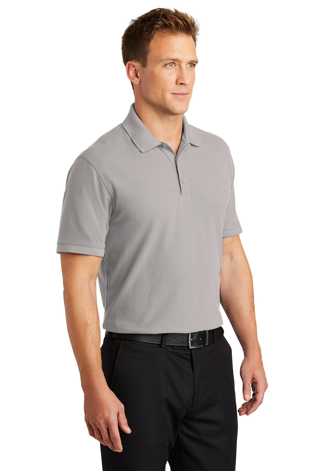 Port Authority K100/TLK100 Mens Core Classic Short Sleeve Polo Shirt Gusty Grey Model 3q