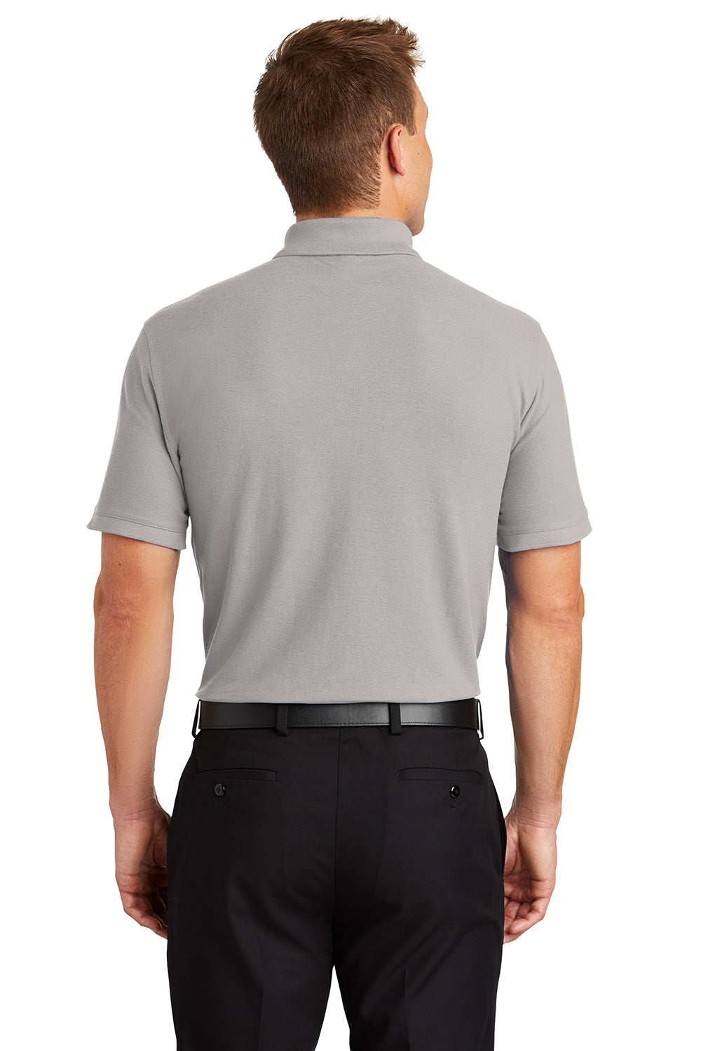 Port Authority K100/TLK100 Mens Core Classic Short Sleeve Polo Shirt Gusty Grey Model Back