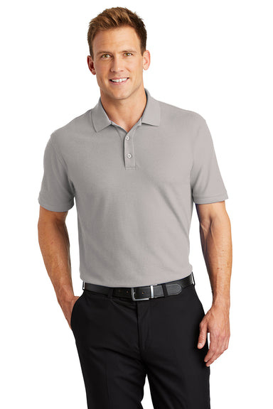 Port Authority K100/TLK100 Mens Core Classic Short Sleeve Polo Shirt Gusty Grey Model Front