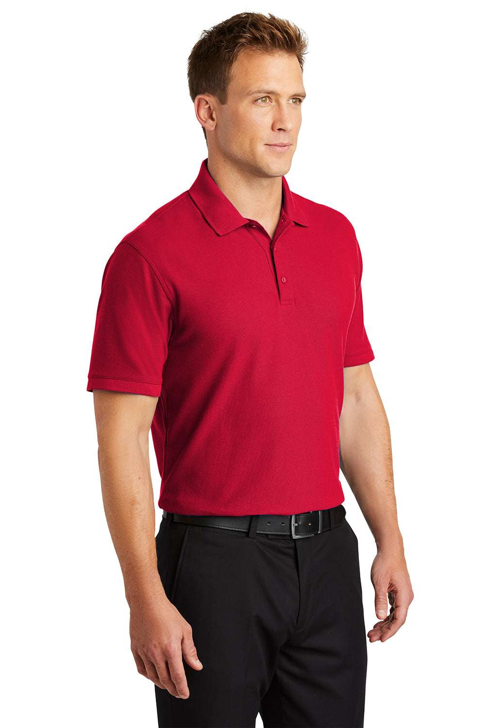 Port Authority K100/TLK100 Mens Core Classic Short Sleeve Polo Shirt Rich Red Model 3q