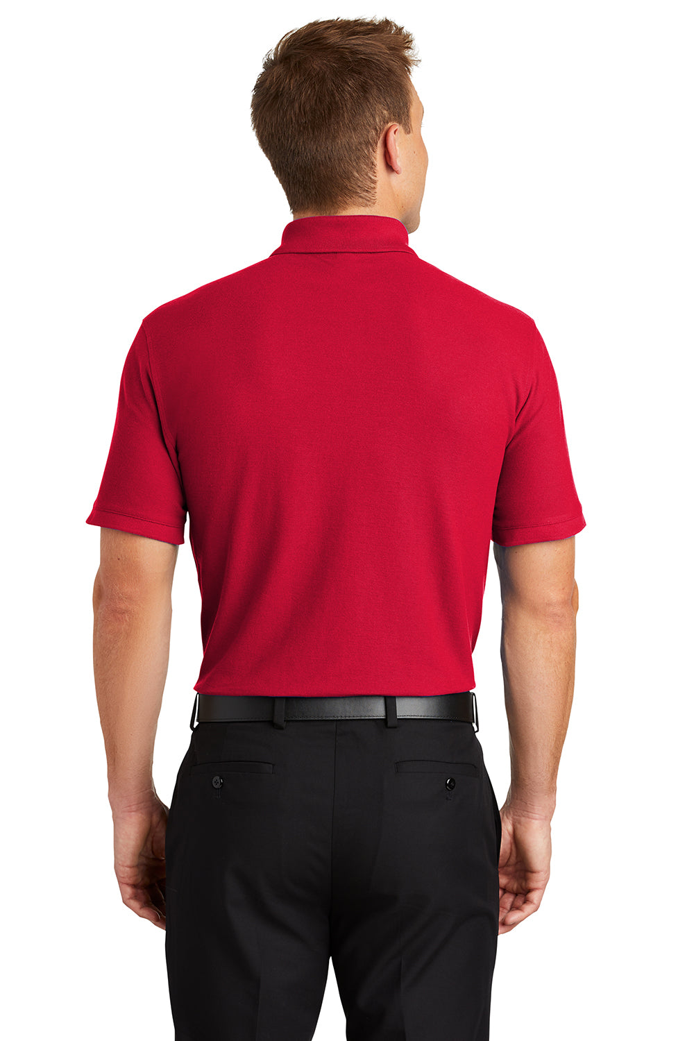 Port Authority K100/TLK100 Mens Core Classic Short Sleeve Polo Shirt Rich Red Model Back