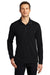 Port Authority K110LS Mens Dry Zone Performance Moisture Wicking Long Sleeve Polo Shirt Deep Black Model Front