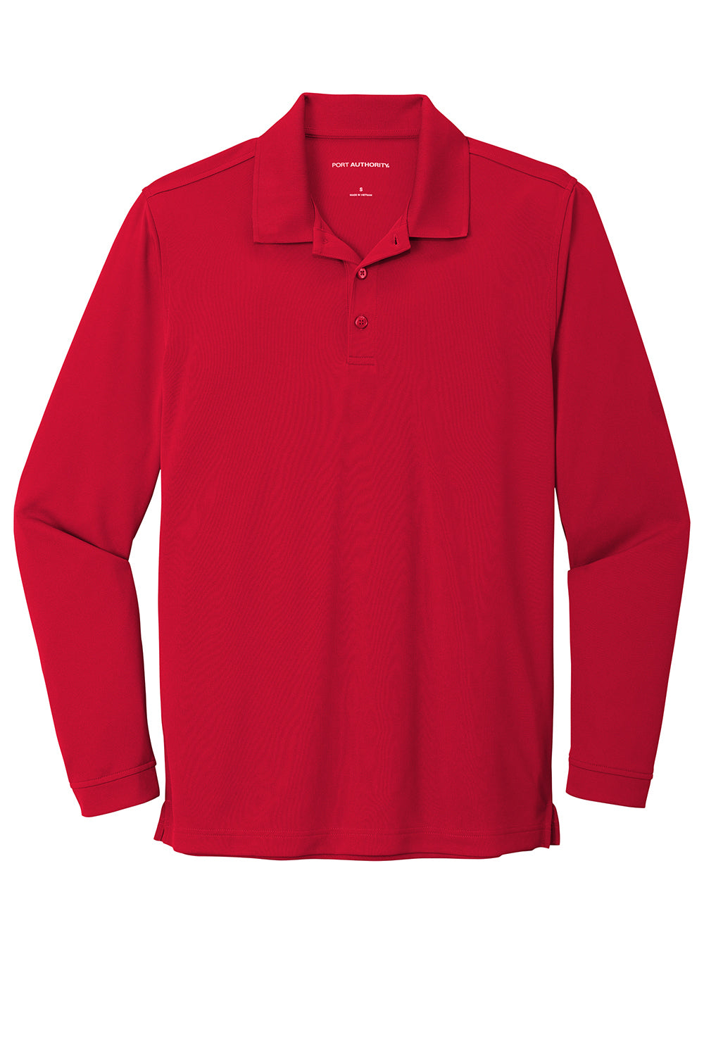 Port Authority K110LS Mens Dry Zone Performance Moisture Wicking Long Sleeve Polo Shirt Rich Red Flat Front