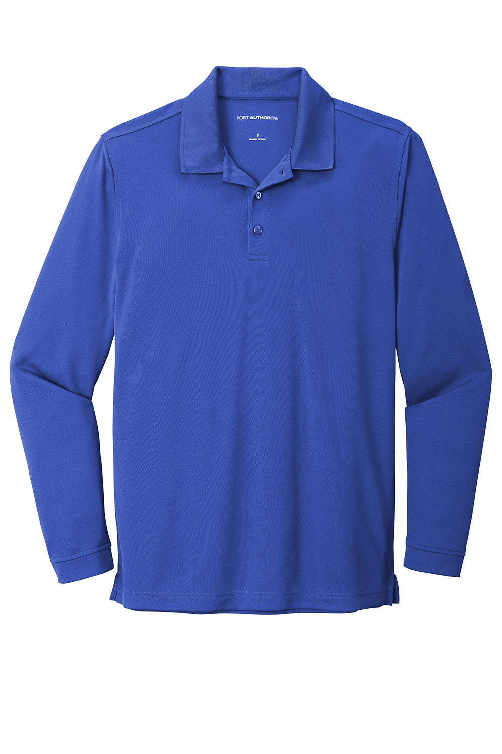 Port Authority K110LS Mens Dry Zone Performance Moisture Wicking Long Sleeve Polo Shirt True Royal Blue Flat Front