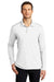 Port Authority K110LS Mens Dry Zone Performance Moisture Wicking Long Sleeve Polo Shirt White Model Front