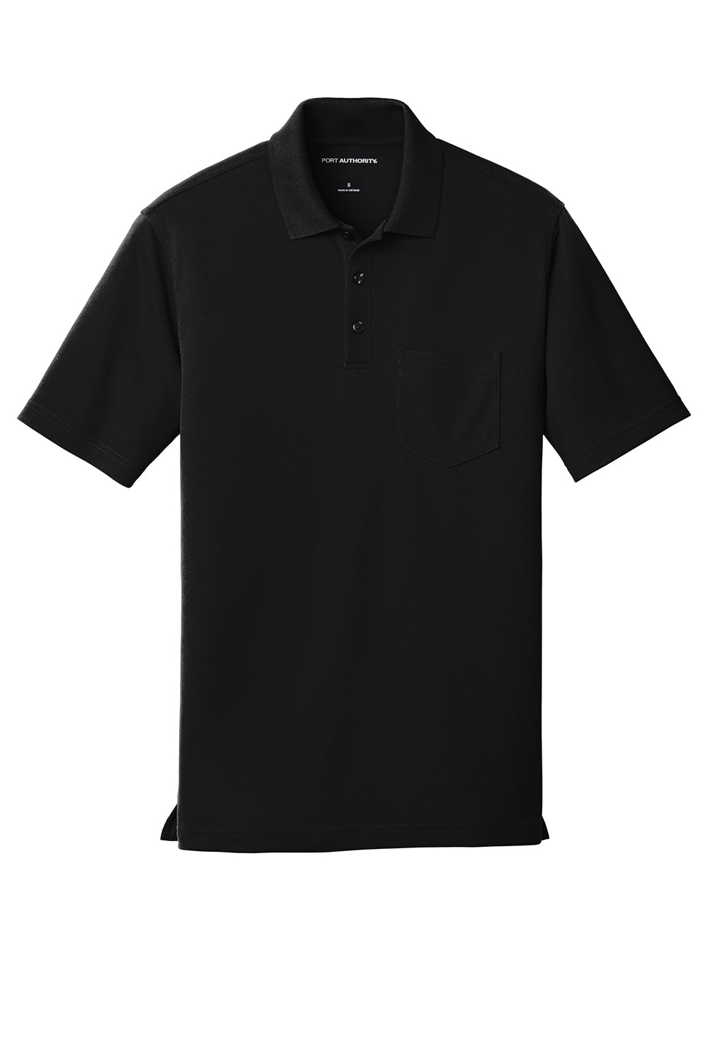 Port Authority K110P Mens Dry Zone Moisture Wicking Short Sleeve Polo Shirt w/ Pocket Deep Black Flat Front