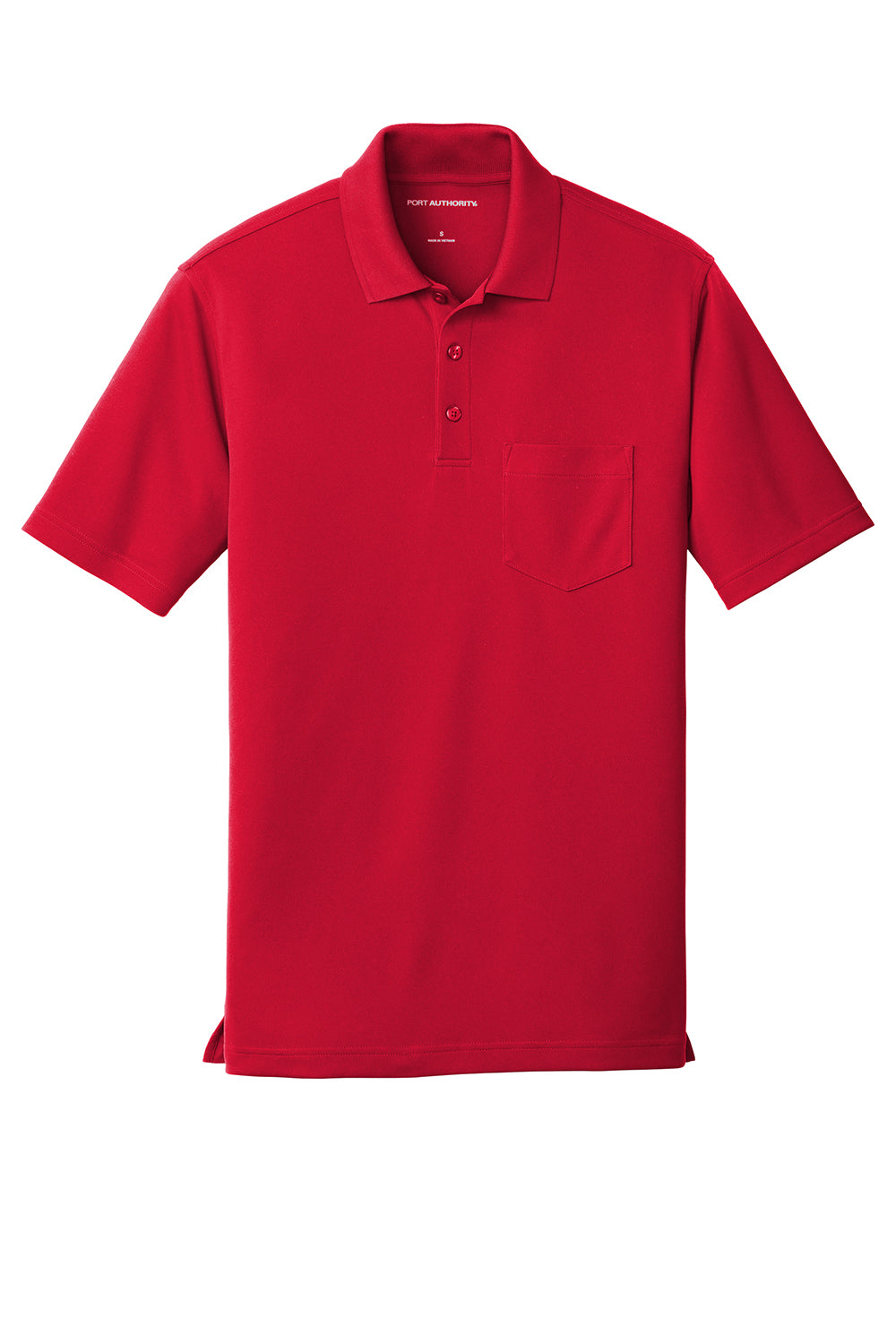 Port Authority K110P Mens Dry Zone Moisture Wicking Short Sleeve Polo Shirt w/ Pocket Rich Red Flat Front