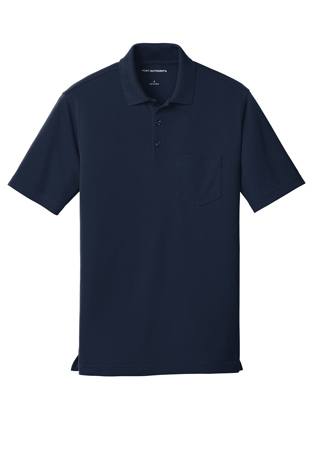 Port Authority K110P Mens Dry Zone Moisture Wicking Short Sleeve Polo Shirt w/ Pocket River Navy Blue Flat Front