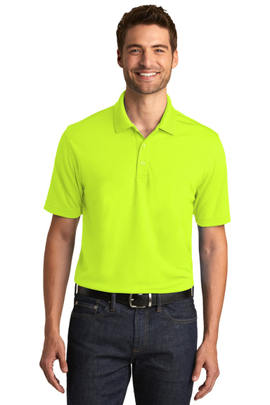 Port Authority K110 Mens Dry Zone Moisture Wicking Short Sleeve Polo Shirt Safety Yellow Model Front