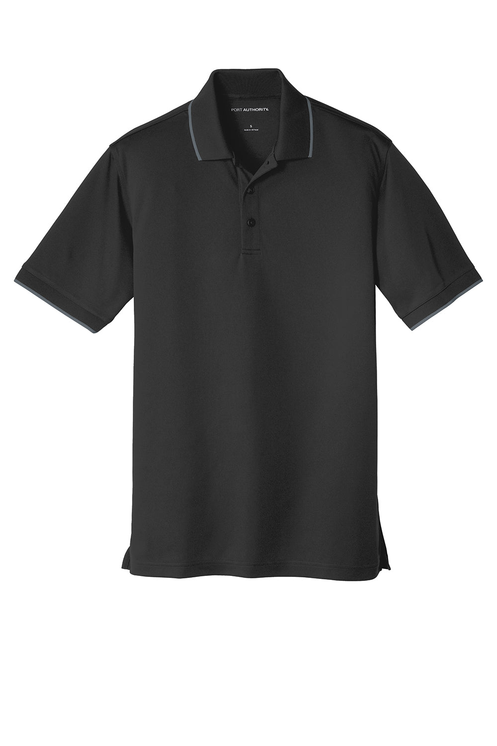 Port Authority K111 Mens Dry Zone Moisture Wicking Short Sleeve Polo Shirt Deep Black/Graphite Grey Flat Front