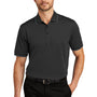 Port Authority Mens Dry Zone Moisture Wicking Short Sleeve Polo Shirt - Deep Black/Graphite Grey